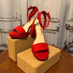 BAR III Ankle Strap Red "Suede" Platform Sandal